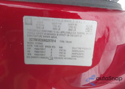 2010 GMC Sierra 1500 Sle z USA, uszkodzony, nr VIN 3GTRKVE38AG287814